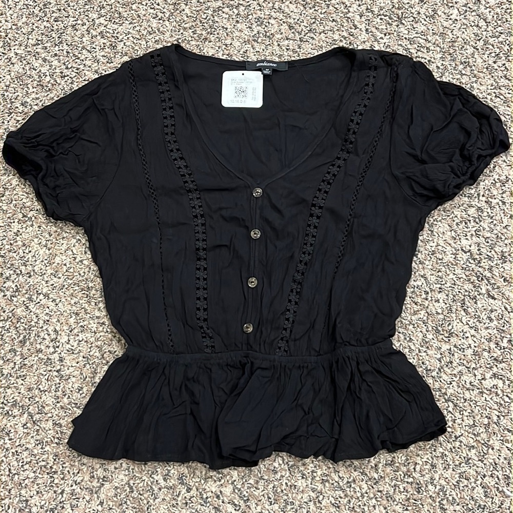 Ambiance Eyelet Short Sleeved Blouse